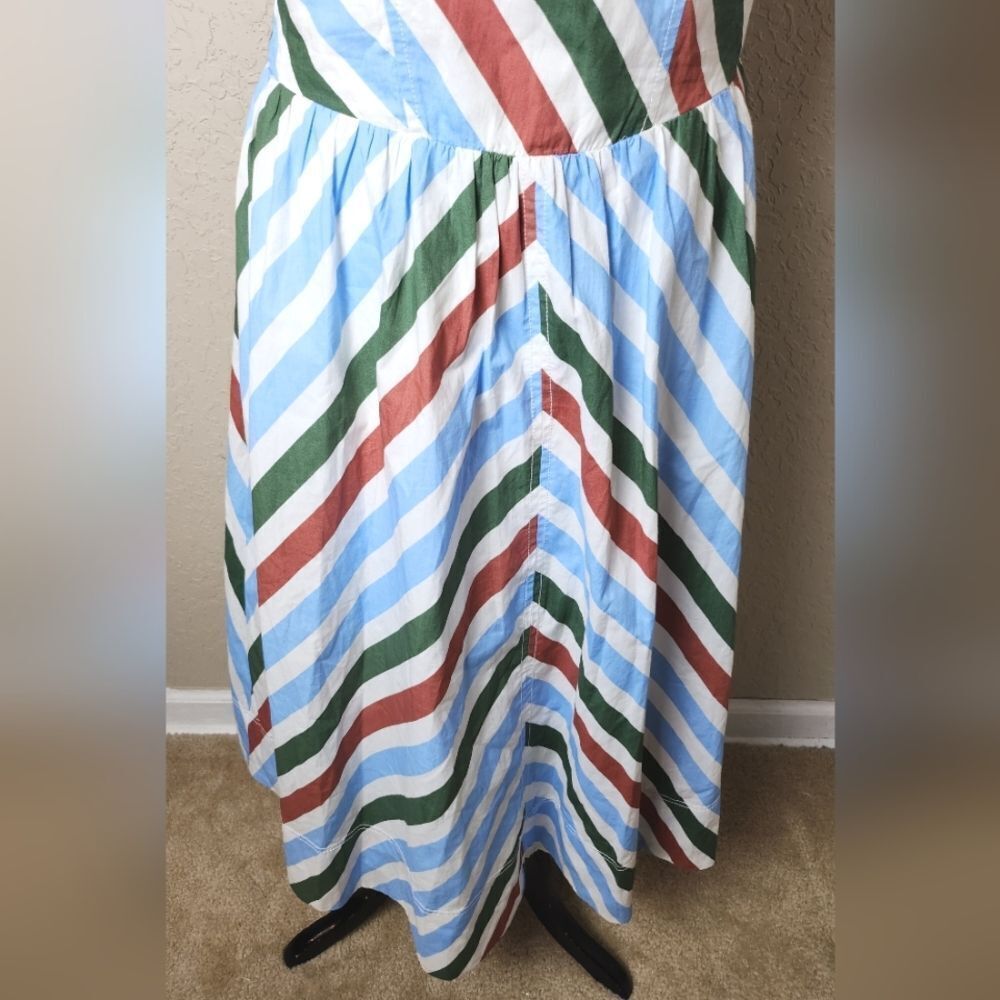 Maeve Anthropologie Halter Midi Sundress Striped Neutral Mot Size M - Picture 7 of 11